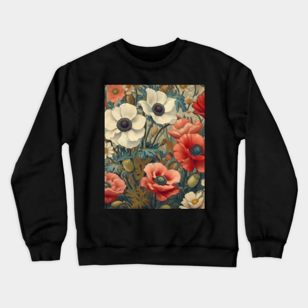 anemone and poppy flower pattern 5 Crewneck Sweatshirt by misspoppie1914